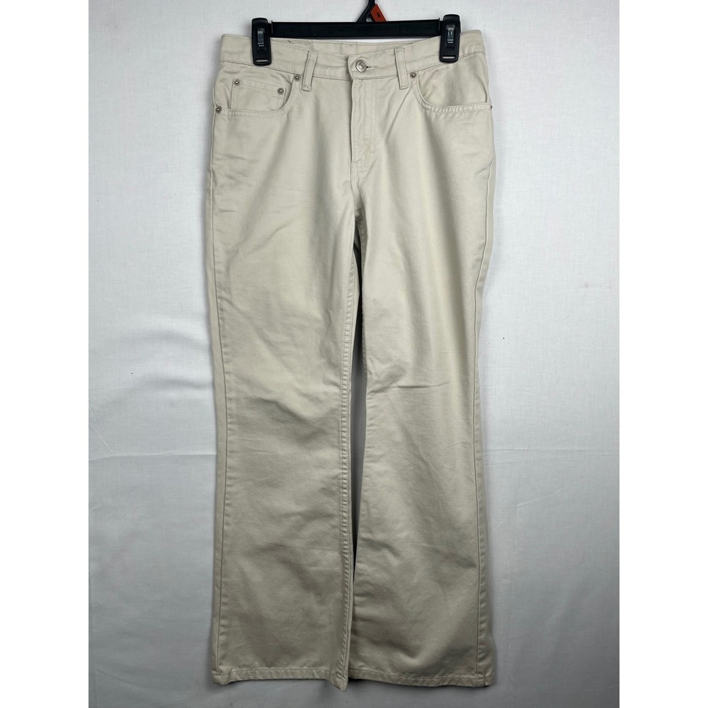 Jordache Jeans Womens 7/8 Beige Cotton Mid‎ Rise Bootcut Flare Tan Denim Pants